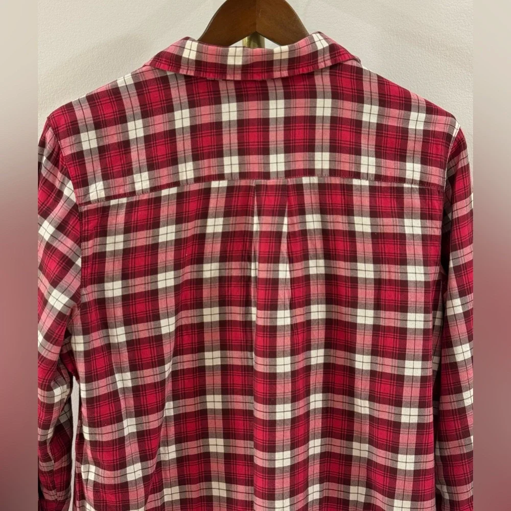 L.L. BEAN • Red & White Plaid Kids Button Down Shirt
